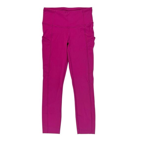 Lululemon Fast and Free High Rise Crop Leggings Nulux 23” Wild Berry Pink Size 4 - Picture 3 of 10